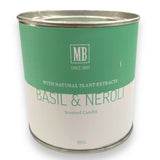 Basil orange blossom scented candle in paint tin