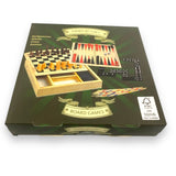 Houten Speldoos Backgammon Schaken Mikado en domino 4 in 1