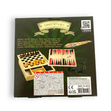 Holzspielbox Backgammon Schach Mikado und Domino 4 in 1